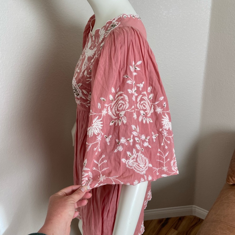 Free People Dusty Rose Embroidered Mini Dress - Picture 4 of 10
